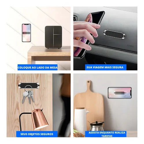 Suporte Magnético Para Celular Metal Carro Imã Universal Cor Preto