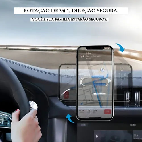 Suporte Magnético Para Celular Metal Carro Imã Universal Cor Preto