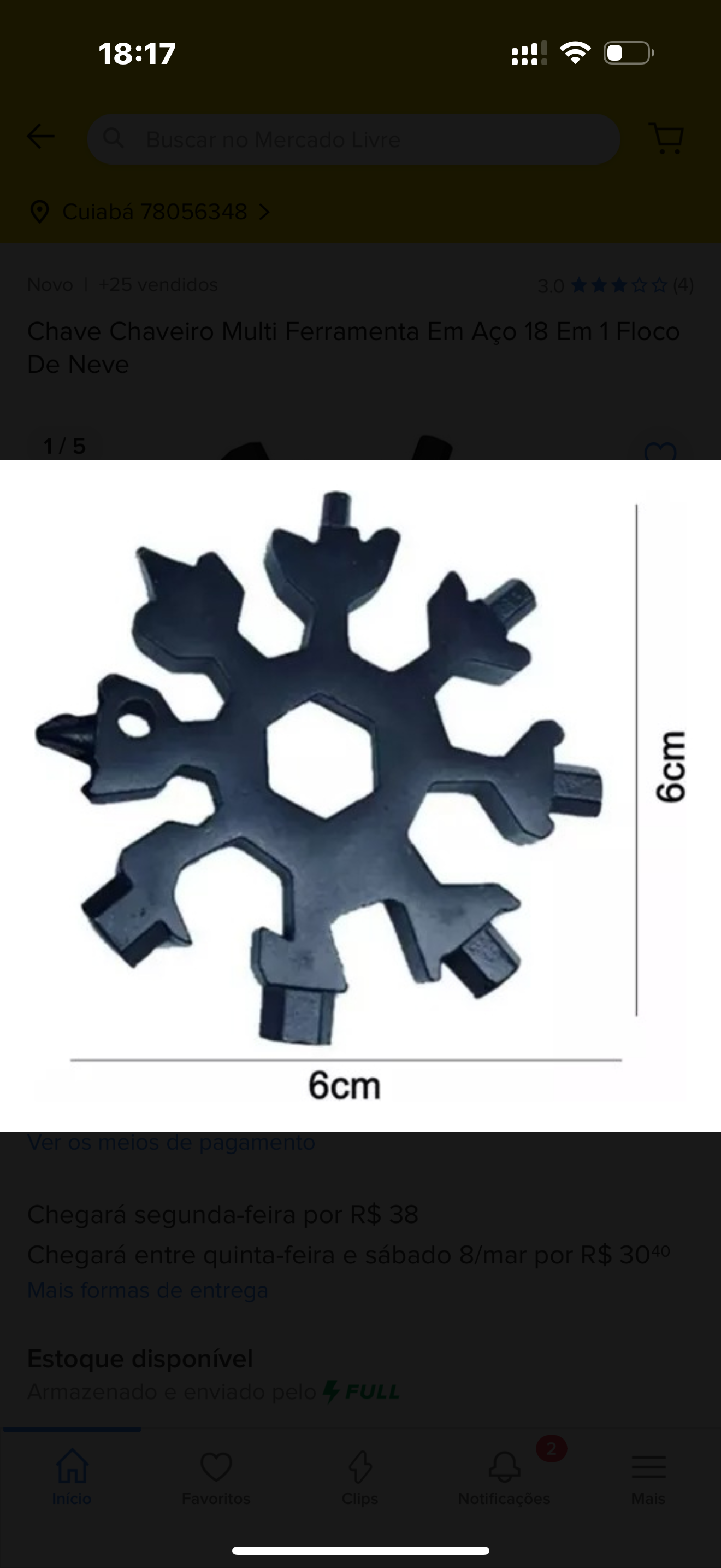 CHAVE  METAL MULTIUSO MODELO FLOCO DE NEVE 18 FUNCAO