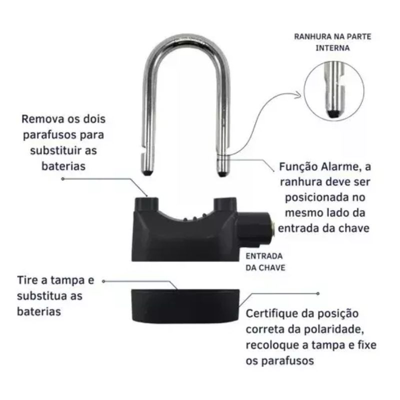 Cadeado Anti-Furto Com Alarme