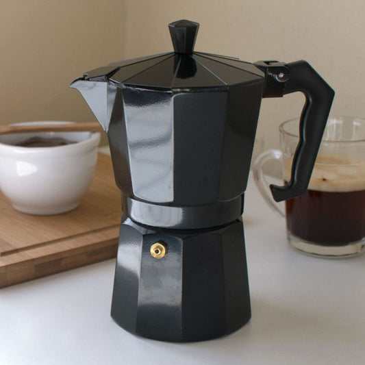Cafeteira Italiana Moka Alumínio Preta – 300ml Original