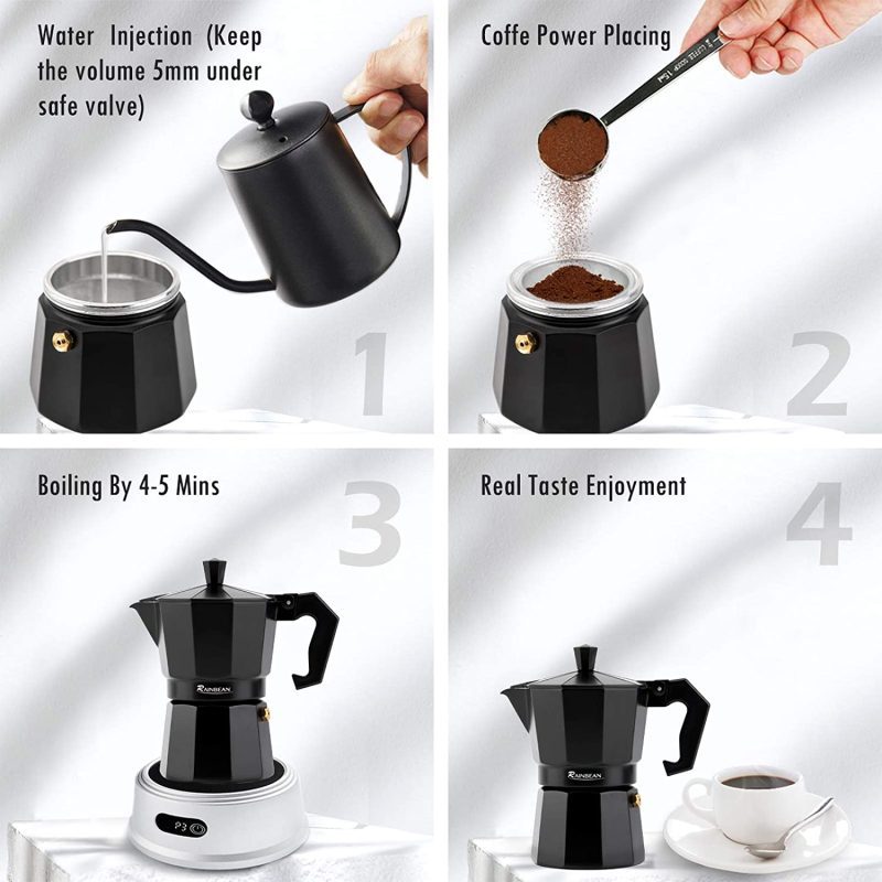 Cafeteira Italiana Moka Alumínio Preta – 300ml Original