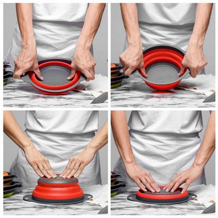 Escorredor de Silicone Dobrável para Macarrão Legumes Verduras
