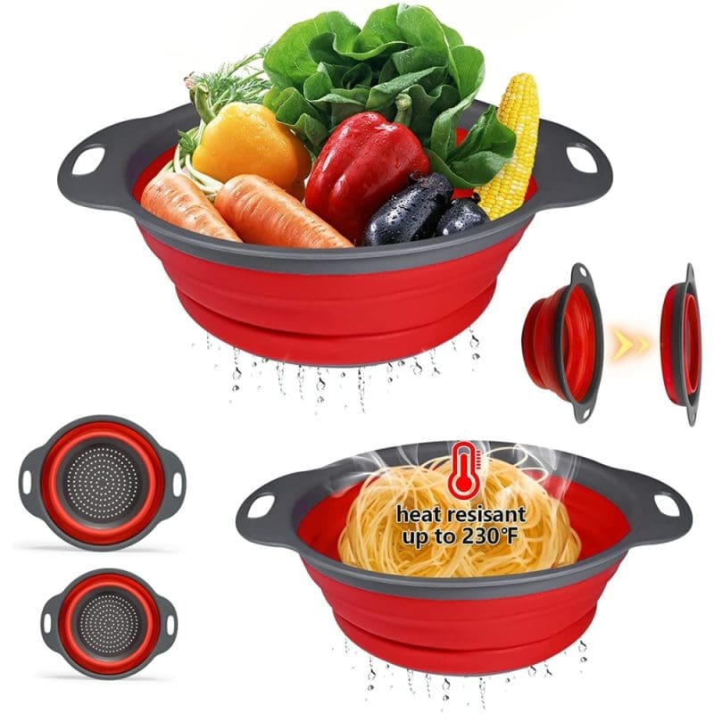 Escorredor de Silicone Dobrável para Macarrão Legumes Verduras
