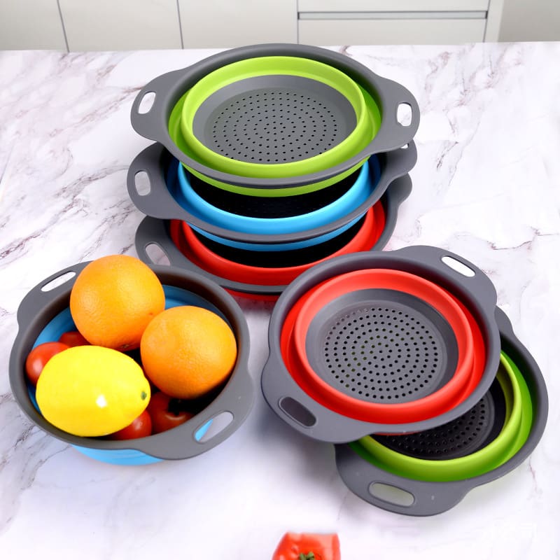 Escorredor de Silicone Dobrável para Macarrão Legumes Verduras
