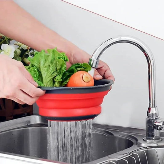 Escorredor de Silicone Dobrável para Macarrão Legumes Verduras