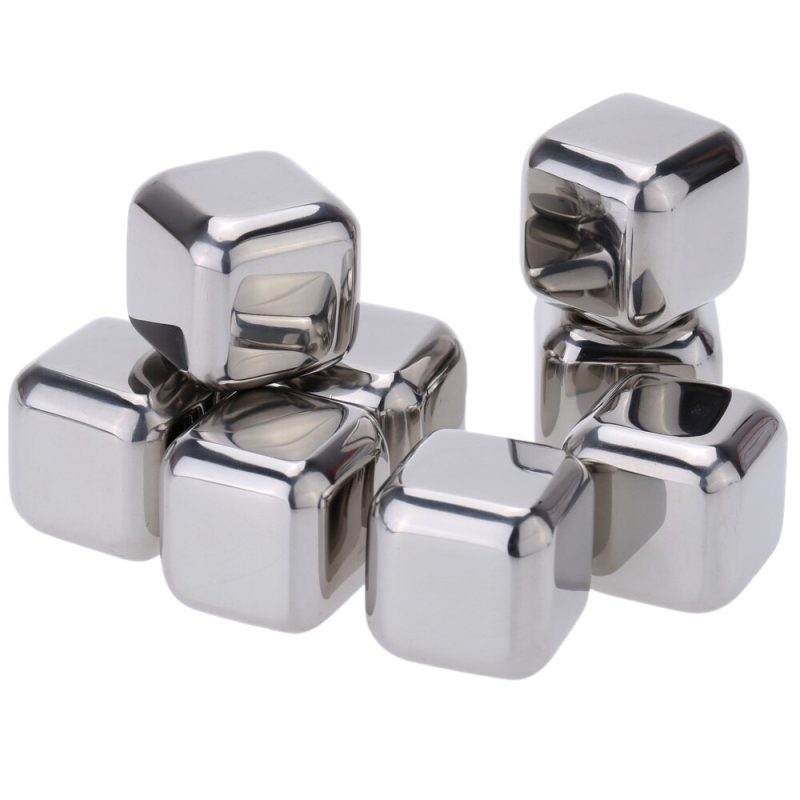 Kit com Cubos de Gelo Artificial em Aço Inox Reutilizável com Pegador