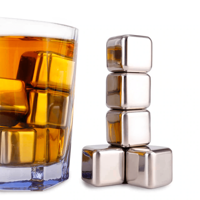 Kit com Cubos de Gelo Artificial em Aço Inox Reutilizável com Pegador