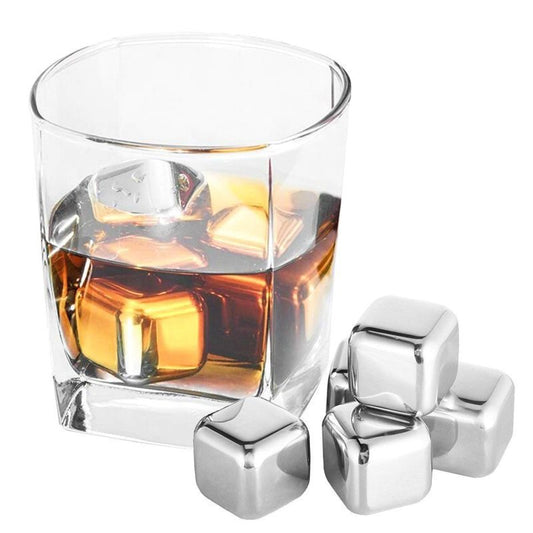 Kit com Cubos de Gelo Artificial em Aço Inox Reutilizável com Pegador