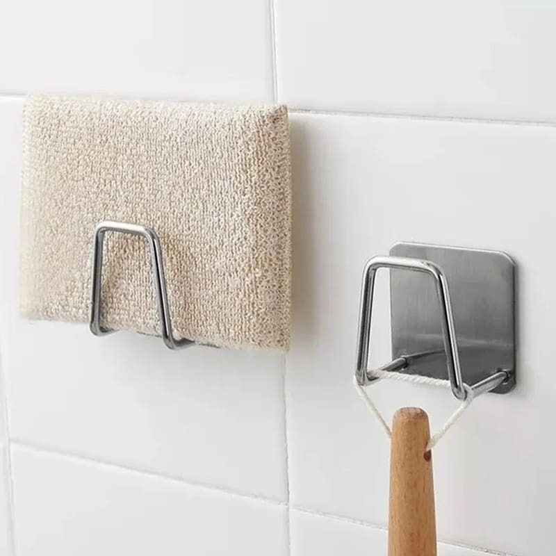 Suporte De Esponja Aço Inox Gancho Adesivo Cozinha Banheiro E Lavanderia