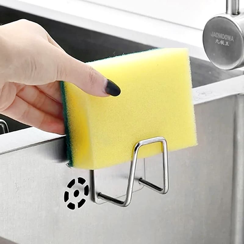 Suporte De Esponja Aço Inox Gancho Adesivo Cozinha Banheiro E Lavanderia